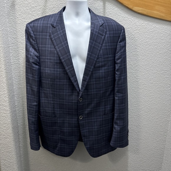 VTG Peter Millar Blazer Men 44R Blue Plaid 100% Wool Sport Coat Canada Union - Picture 1 of 16